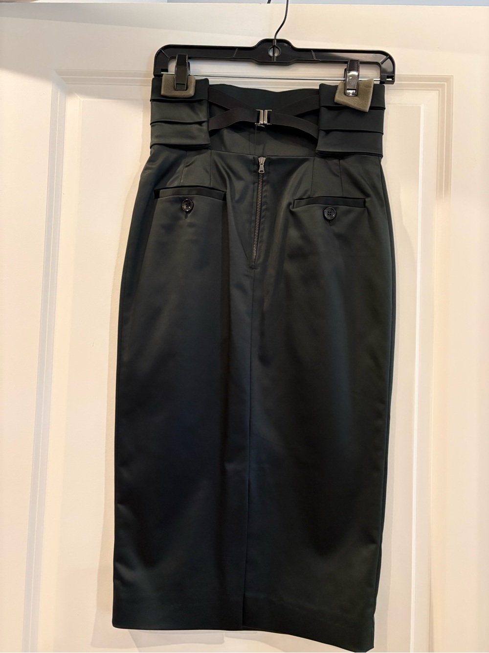 D&G by Dolce & Gabbana NWT black satin, high waisted, tuxedo, pencil skirt